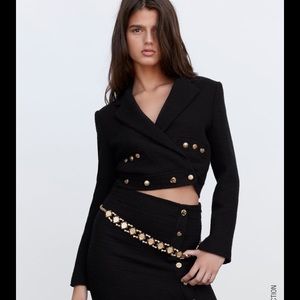 Zara Button Cropped Blazer